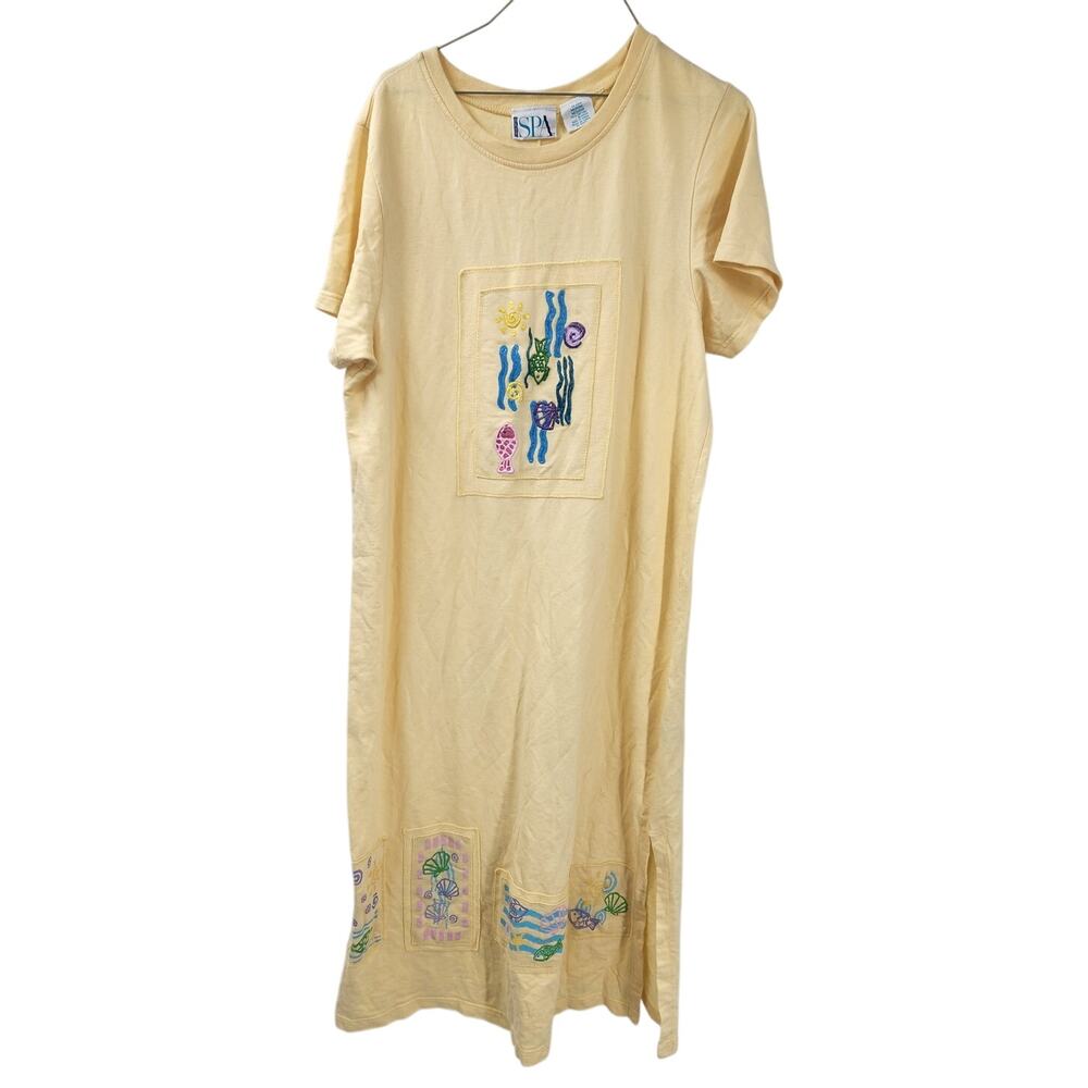 DELICATES SPA Yellow Short Sleeve Nightgown Womens Size Medium M
